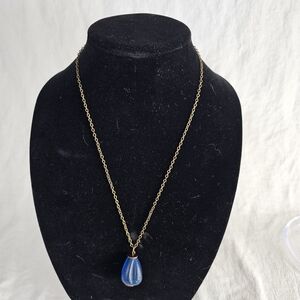 Elegant Blue Teardrop Pendant Necklace